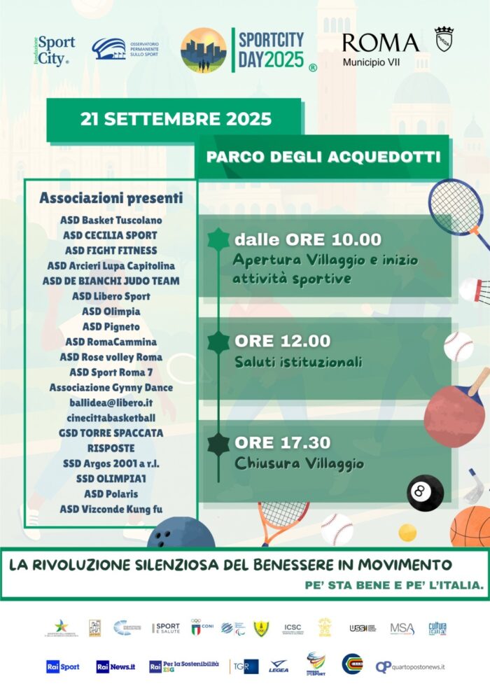SPORTCITY DAY: Un giorno di sport per tutte e tutti! – Parco degli Acquedotti